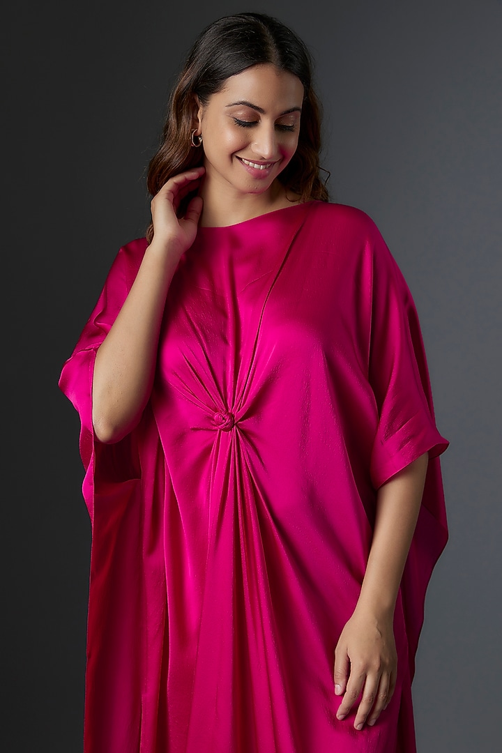 Pink Silk Satin Georgette Tunic Set by Stephany at Pernia's Pop Up Shop