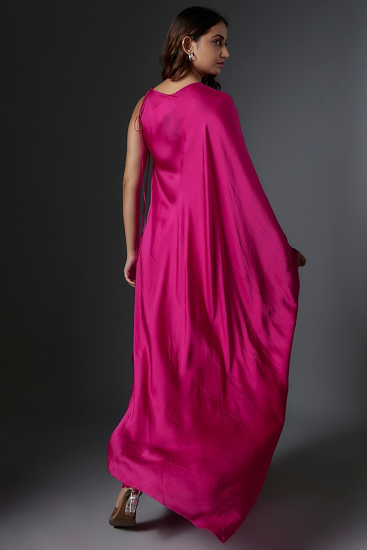 Pink Silk Satin Georgette Tunic Set by Stephany at Pernia's Pop Up Shop