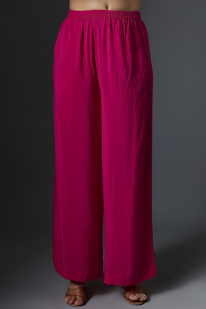 Pink Silk Satin Georgette Tunic Set by Stephany at Pernia's Pop Up Shop