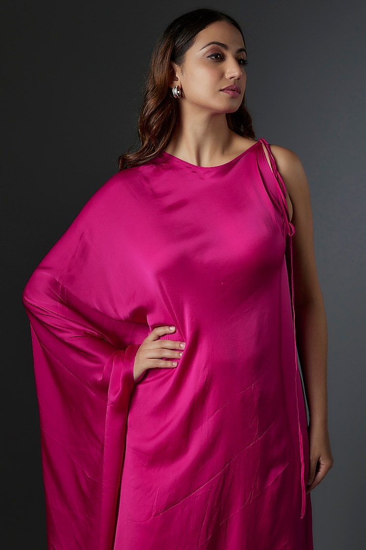 Pink Silk Satin Georgette Tunic Set by Stephany at Pernia's Pop Up Shop