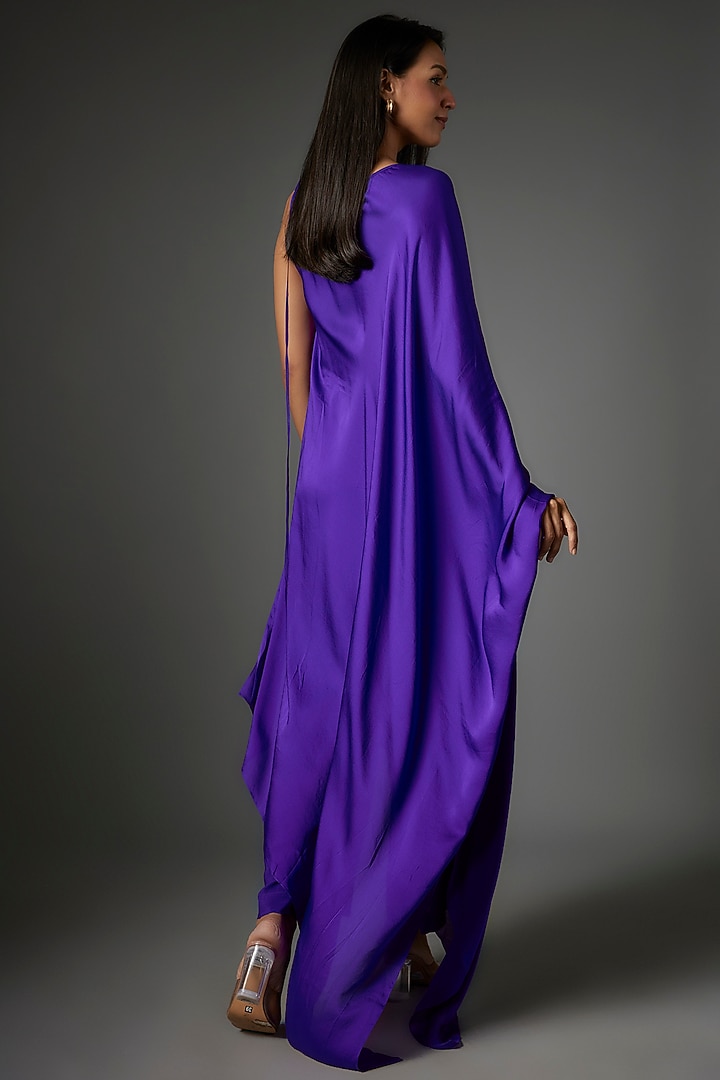 Purple Silk Satin Georgette Tunic Set by Stephany at Pernia's Pop Up Shop