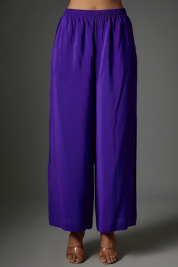Purple Silk Satin Georgette Tunic Set by Stephany at Pernia's Pop Up Shop