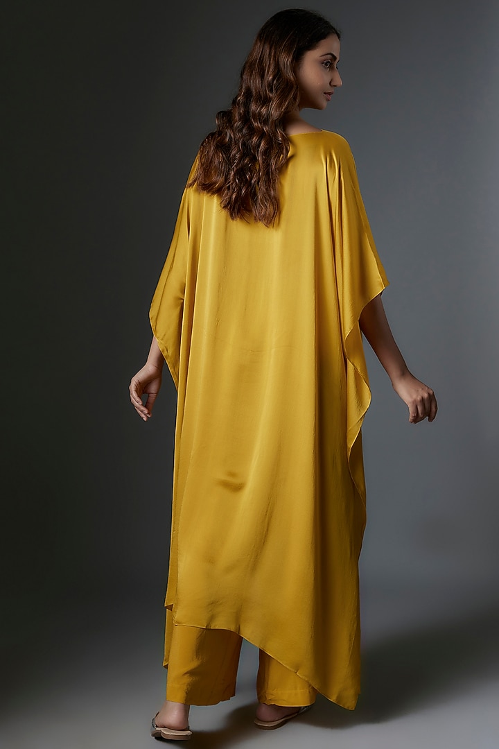 Gold Silk Satin Georgette Tunic Set by Stephany at Pernia's Pop Up Shop