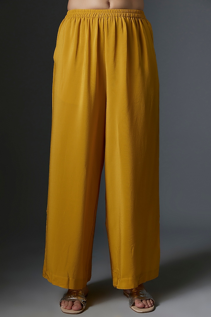 Gold Silk Satin Georgette Tunic Set by Stephany at Pernia's Pop Up Shop