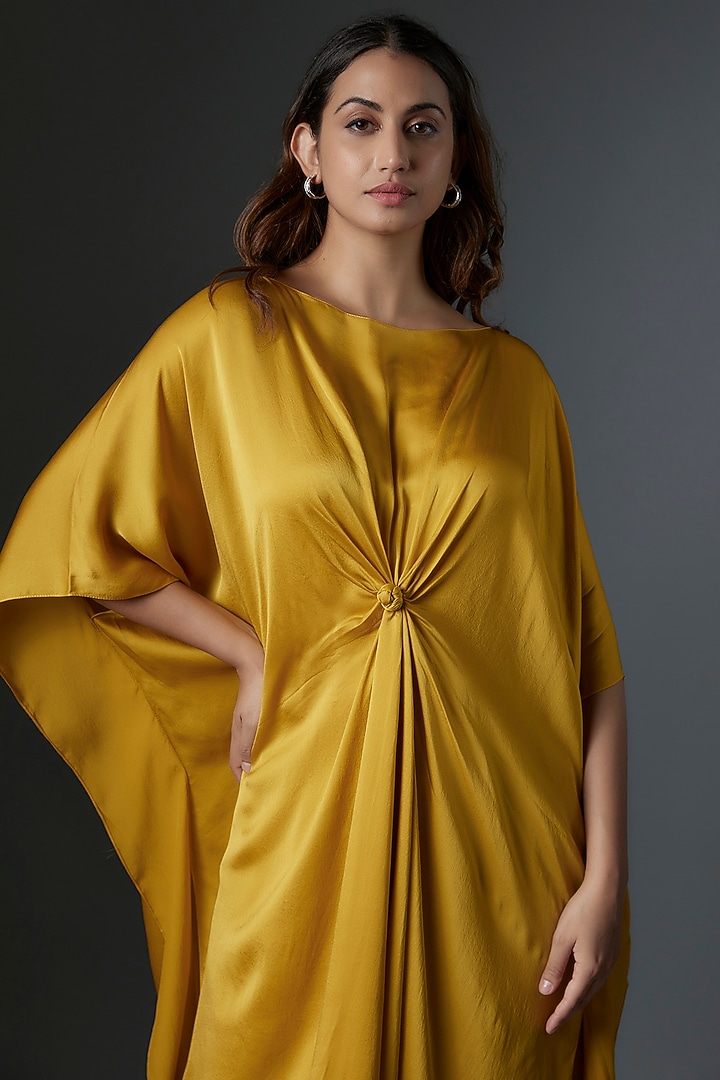 Gold Silk Satin Georgette Tunic Set by Stephany at Pernia's Pop Up Shop