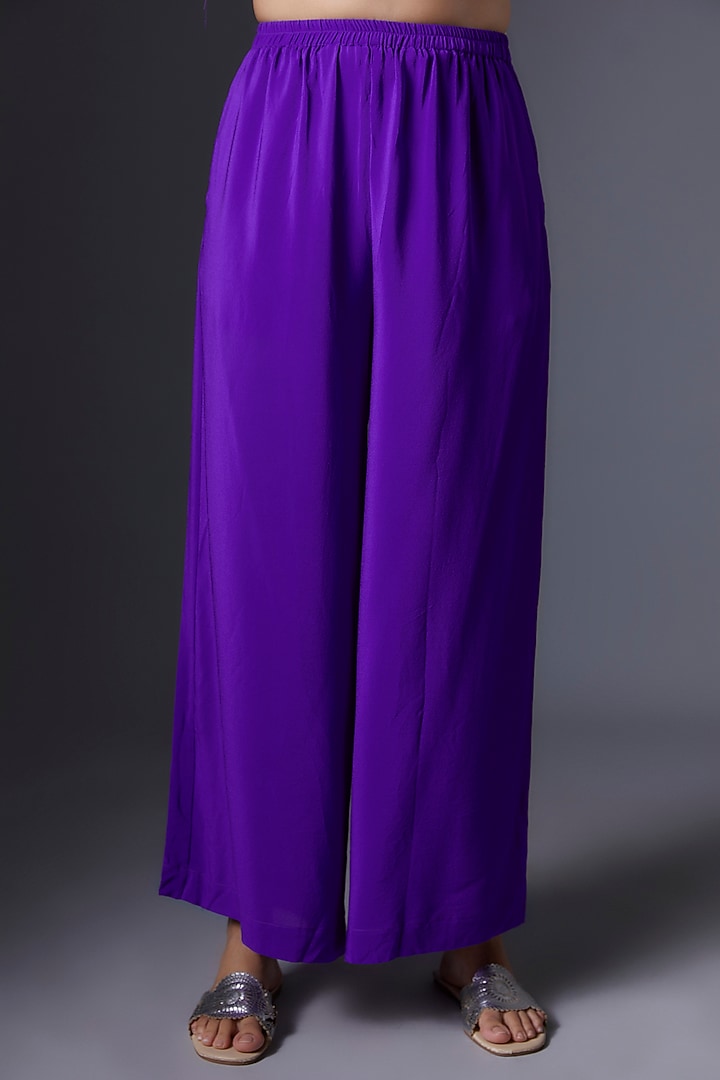 Purple Silk Satin Georgette Tunic Set by Stephany at Pernia's Pop Up Shop
