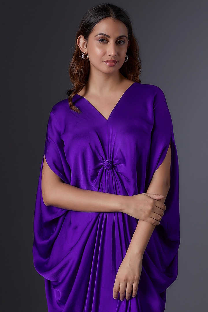 Purple Silk Satin Georgette Tunic Set by Stephany at Pernia's Pop Up Shop