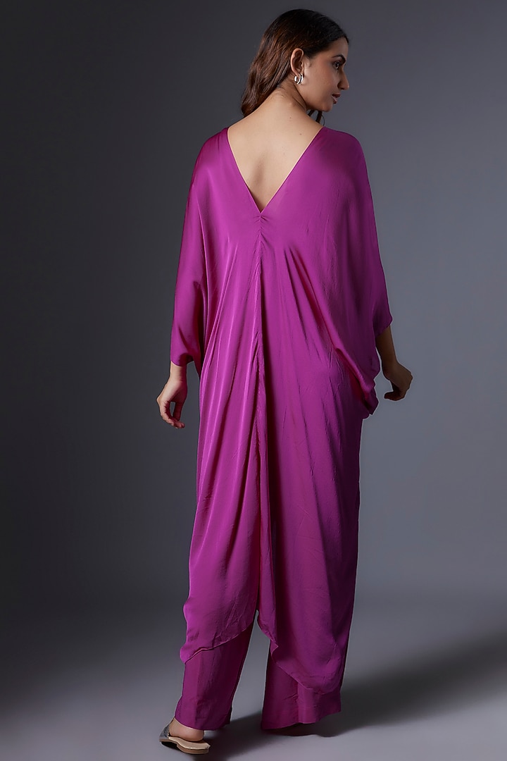 Pink Silk Satin Georgette Tunic Set by Stephany at Pernia's Pop Up Shop