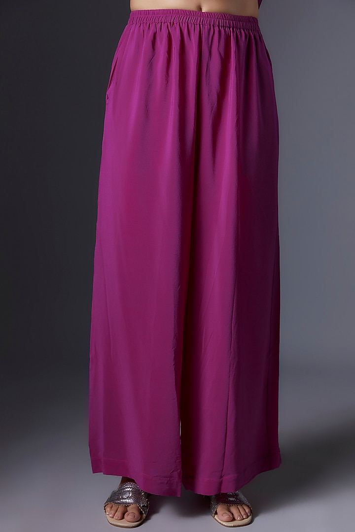 Pink Silk Satin Georgette Tunic Set by Stephany at Pernia's Pop Up Shop