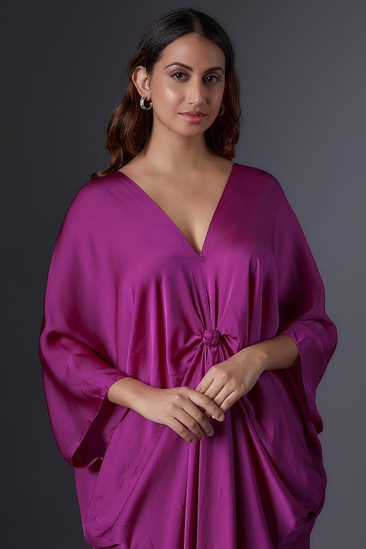 Pink Silk Satin Georgette Tunic Set by Stephany at Pernia's Pop Up Shop