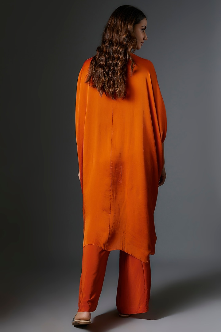 Orange Silk Satin Georgette Tunic Set by Stephany at Pernia's Pop Up Shop