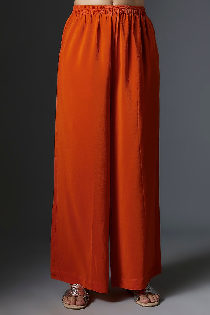 Orange Silk Satin Georgette Tunic Set by Stephany at Pernia's Pop Up Shop
