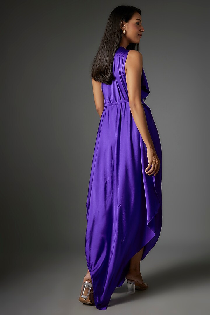 Purple Silk Satin One-Shoulder Vacation Dress by Stephany at Pernia's Pop Up Shop