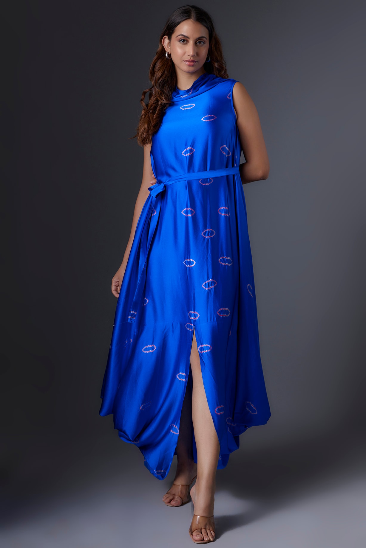 blue bandhani dress Shiny Tulle Blue A-line Prom Dresses With Sequins MP830