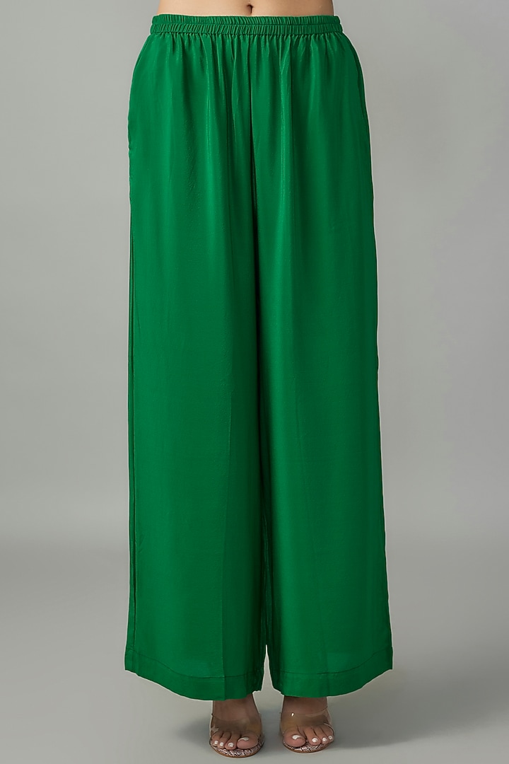Green Ombre Silk Lycra Satin Kaftan Set by Stephany at Pernia's Pop Up Shop