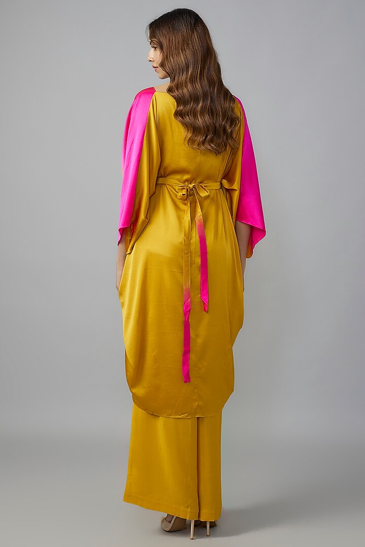Golden Ombre Silk Lycra Satin Kaftan Set by Stephany at Pernia's Pop Up Shop