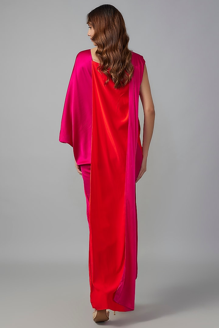 Pink Ombre Silk Lycra Satin Front Knotted Vacation Dress by Stephany at Pernia's Pop Up Shop