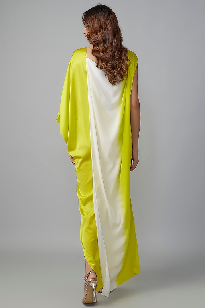 Green Ombre Silk Lycra Satin Front Knotted Vacation Dress by Stephany at Pernia's Pop Up Shop