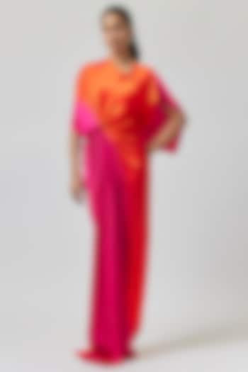 Orange Silk Lycra Satin Off-Shoulder Vacation Dress by Stephany at Pernia's Pop Up Shop