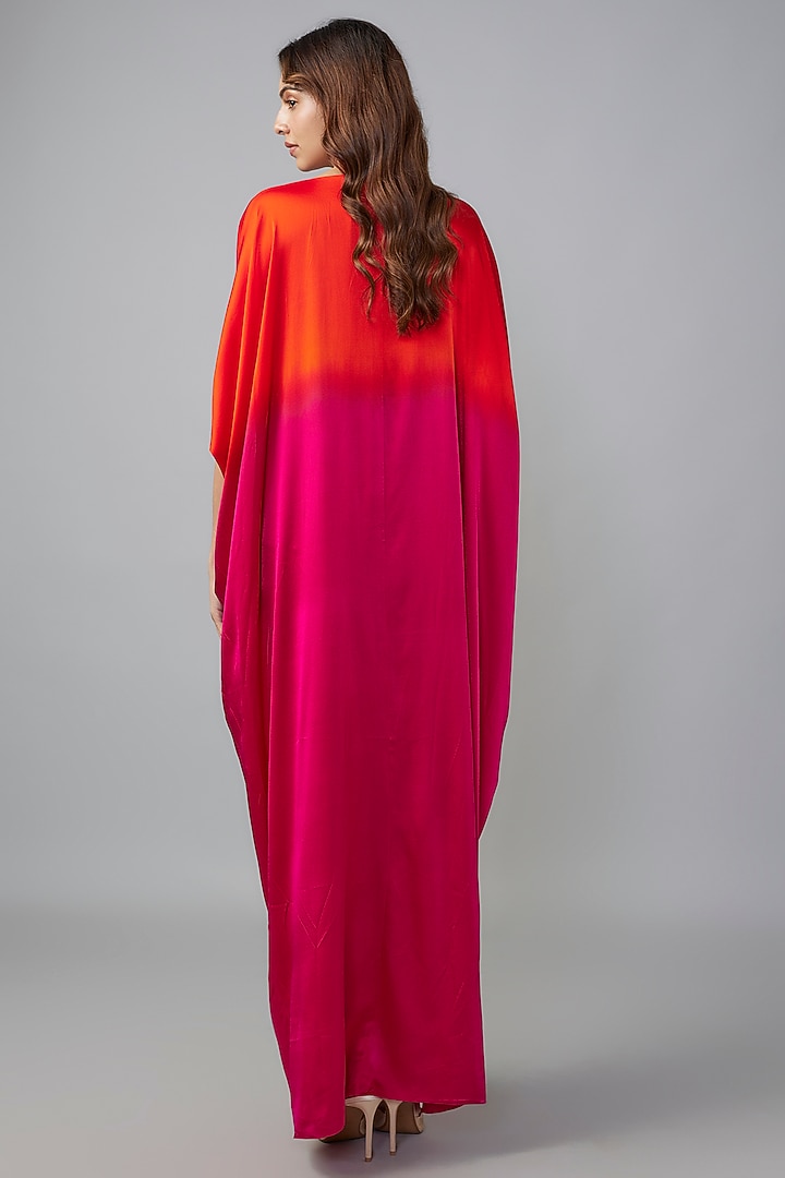 Pink Ombre Silk Lycra Satin Kaftan by Stephany at Pernia's Pop Up Shop