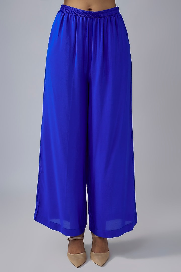 Blue Silk Satin Georgette Ombre Kaftan Set by Stephany at Pernia's Pop Up Shop