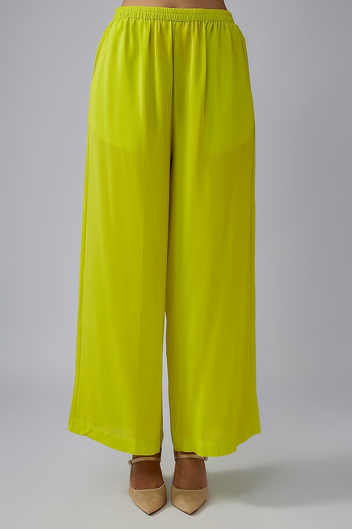 Green Silk Satin Georgette Ombre Kaftan Set by Stephany at Pernia's Pop Up Shop