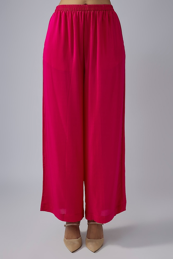 Pink Silk Satin Georgette Ombre Kaftan Set by Stephany at Pernia's Pop Up Shop