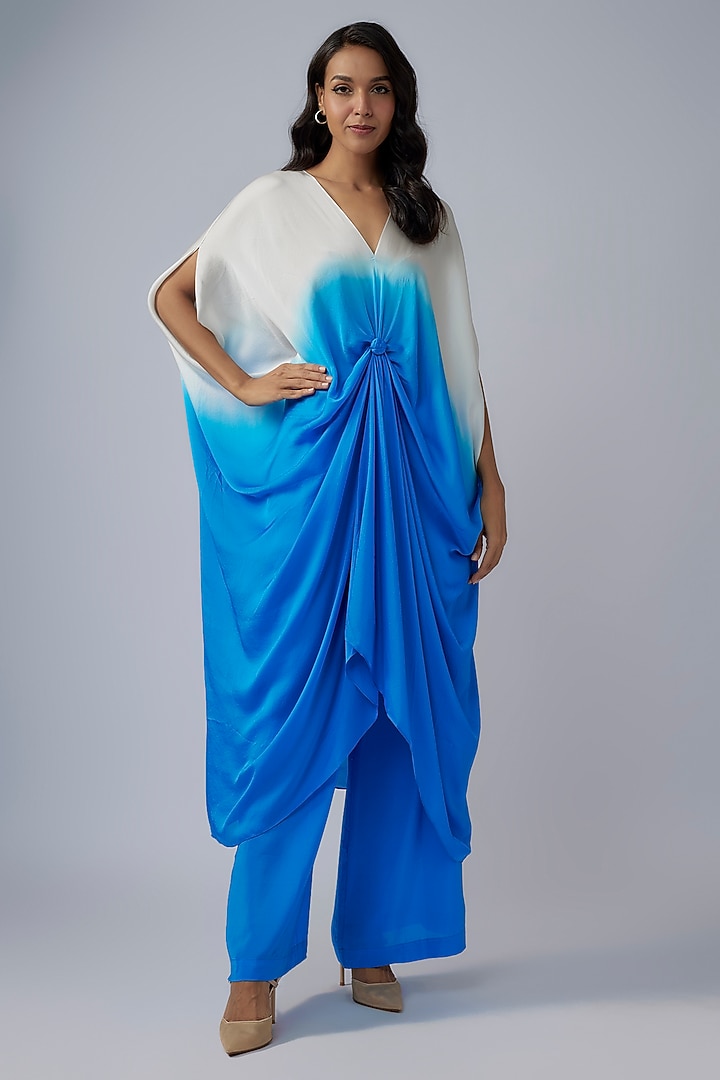 Blue Silk Crepe Ombre Co-Ord Set by Stephany at Pernia's Pop Up Shop