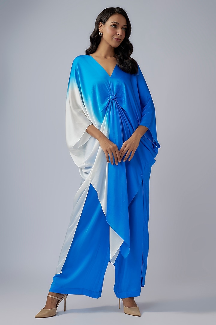 Blue Silk Crepe Ombre Co-Ord Set by Stephany at Pernia's Pop Up Shop