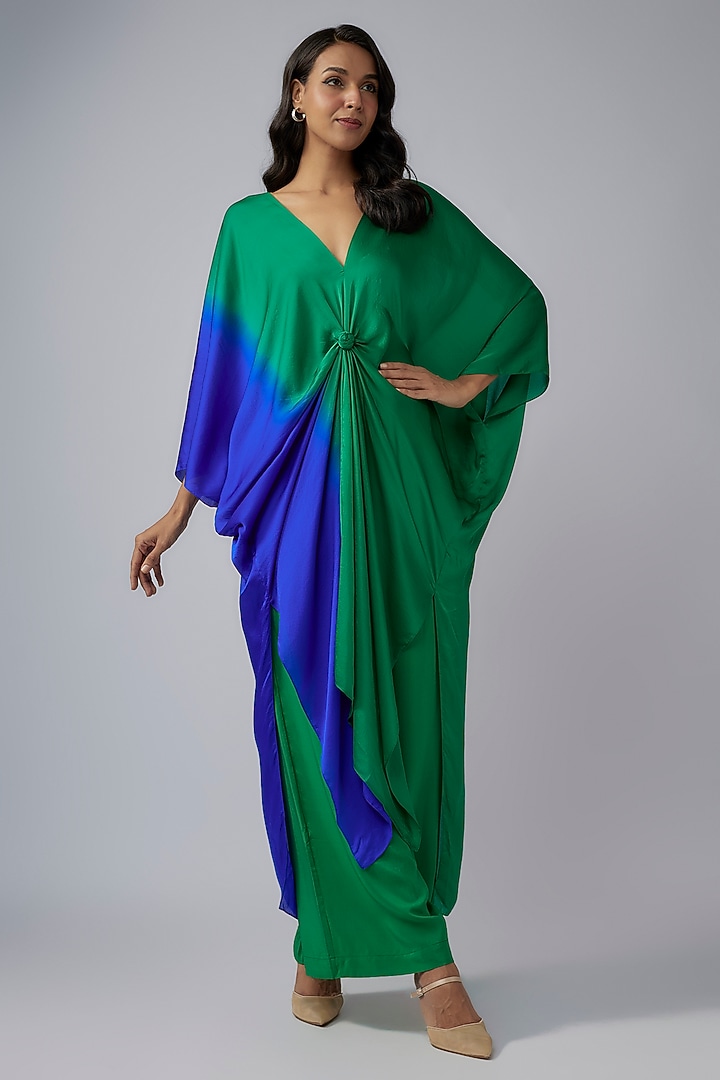 Green Silk Crepe Ombre Co-Ord Set by Stephany at Pernia's Pop Up Shop