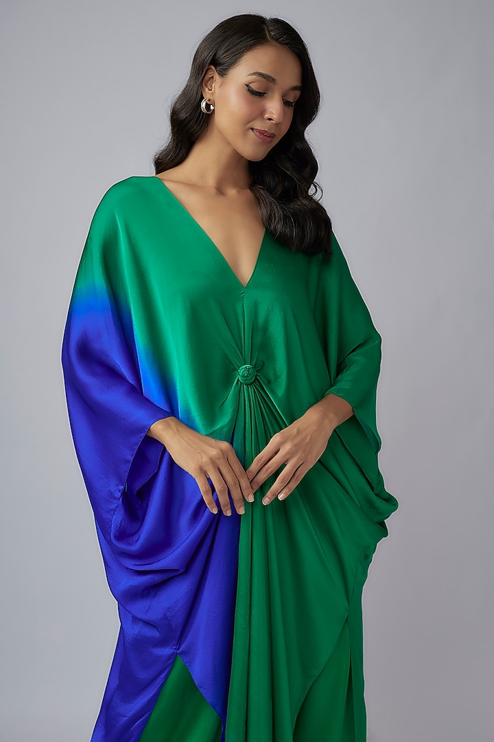 Green Silk Crepe Ombre Co-Ord Set by Stephany at Pernia's Pop Up Shop