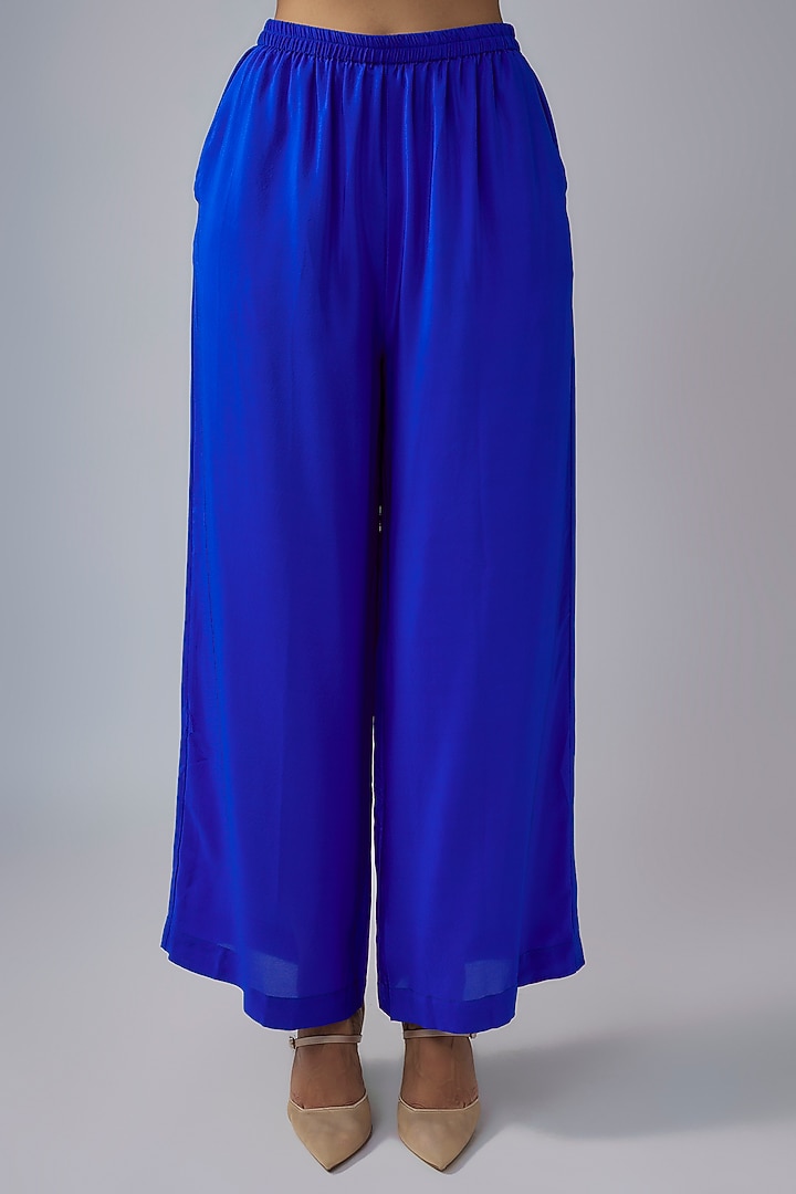 Blue Silk Satin Georgette Ombre Tunic Set by Stephany at Pernia's Pop Up Shop