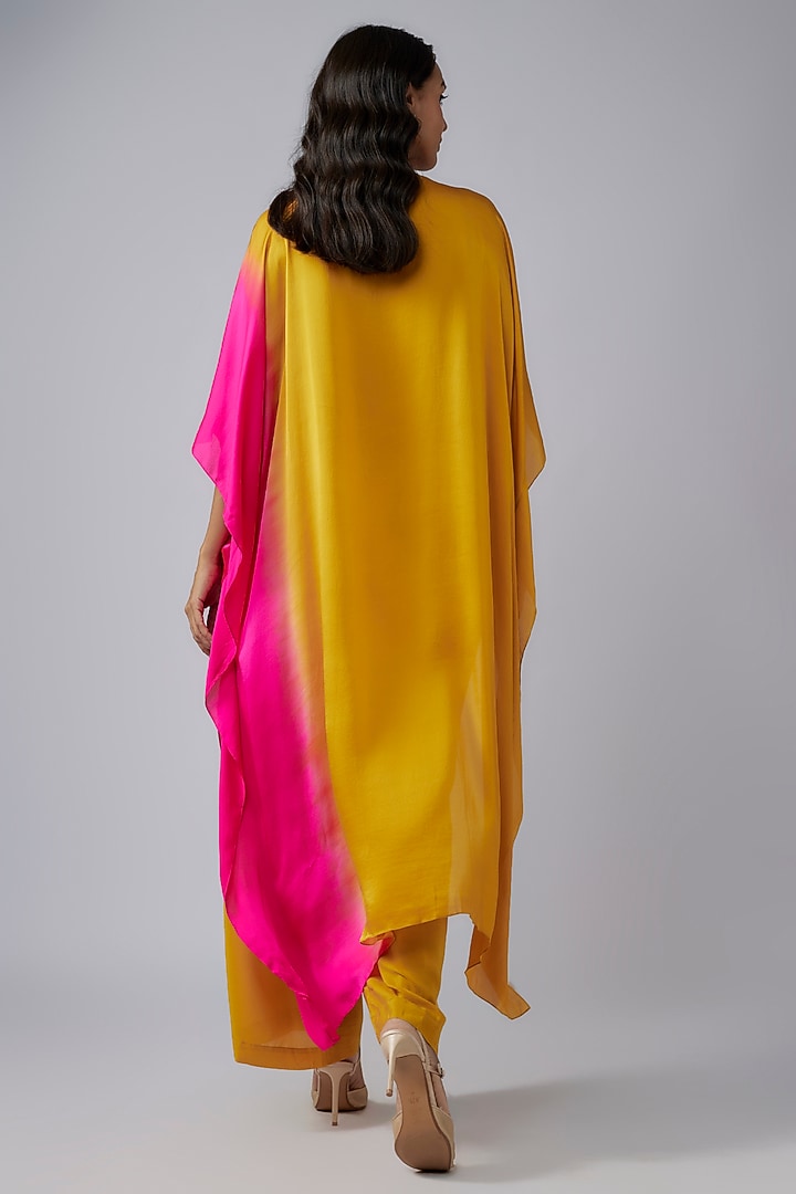 Gold Silk Satin Georgette Ombre Tunic Set by Stephany at Pernia's Pop Up Shop