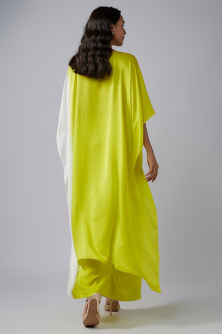 Green Silk Satin Georgette Ombre Tunic Set by Stephany at Pernia's Pop Up Shop