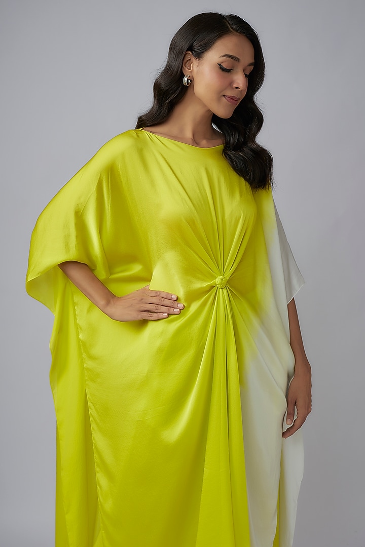 Green Silk Satin Georgette Ombre Tunic Set by Stephany at Pernia's Pop Up Shop