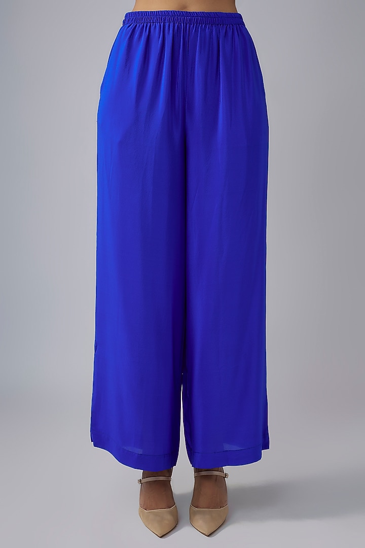 Blue Silk Lycra Satin Ombre Kaftan Set by Stephany at Pernia's Pop Up Shop