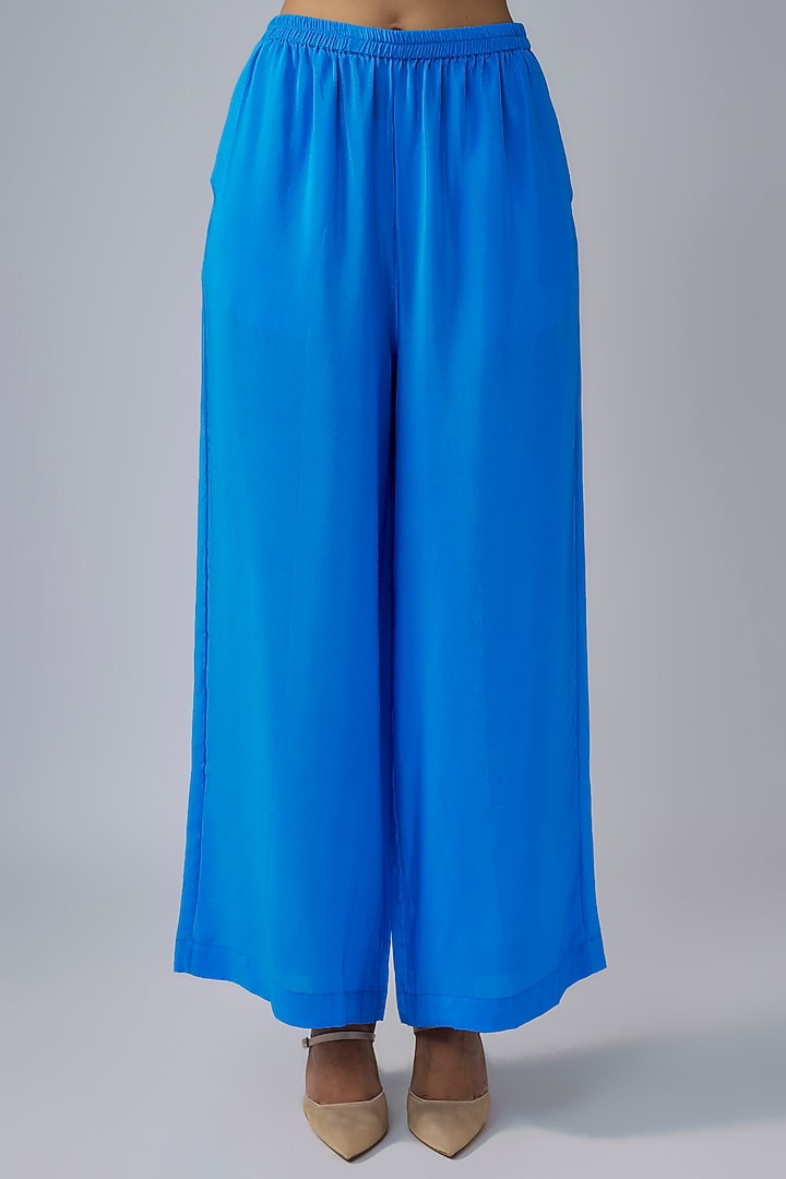 Blue Silk Lycra Satin Ombre Kaftan Set by Stephany at Pernia's Pop Up Shop