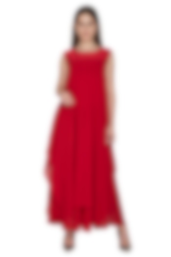 Red Sleeveless Dress With Slip by Stephany