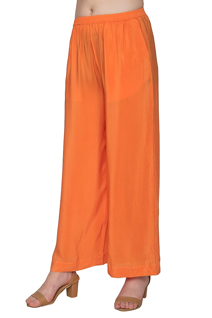 Peach Pleated Tunic With Trousers by Stephany at Pernia's Pop Up Shop