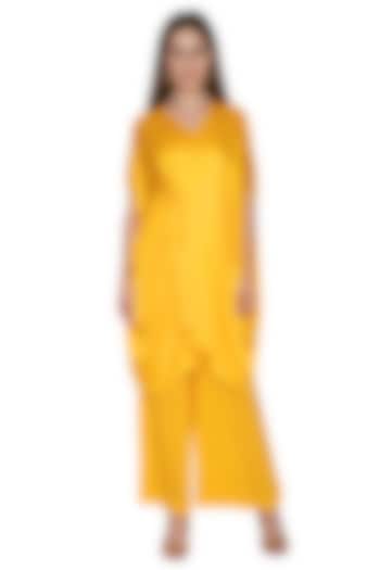 Yellow Tunic With Attached Belt & Trousers by Stephany