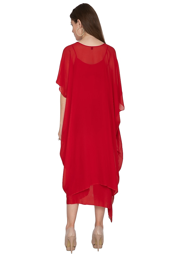 Red Midi Vacation Dress With Slip by Stephany at Pernia's Pop Up Shop