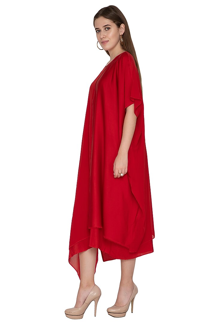 Red Midi Vacation Dress With Slip by Stephany at Pernia's Pop Up Shop
