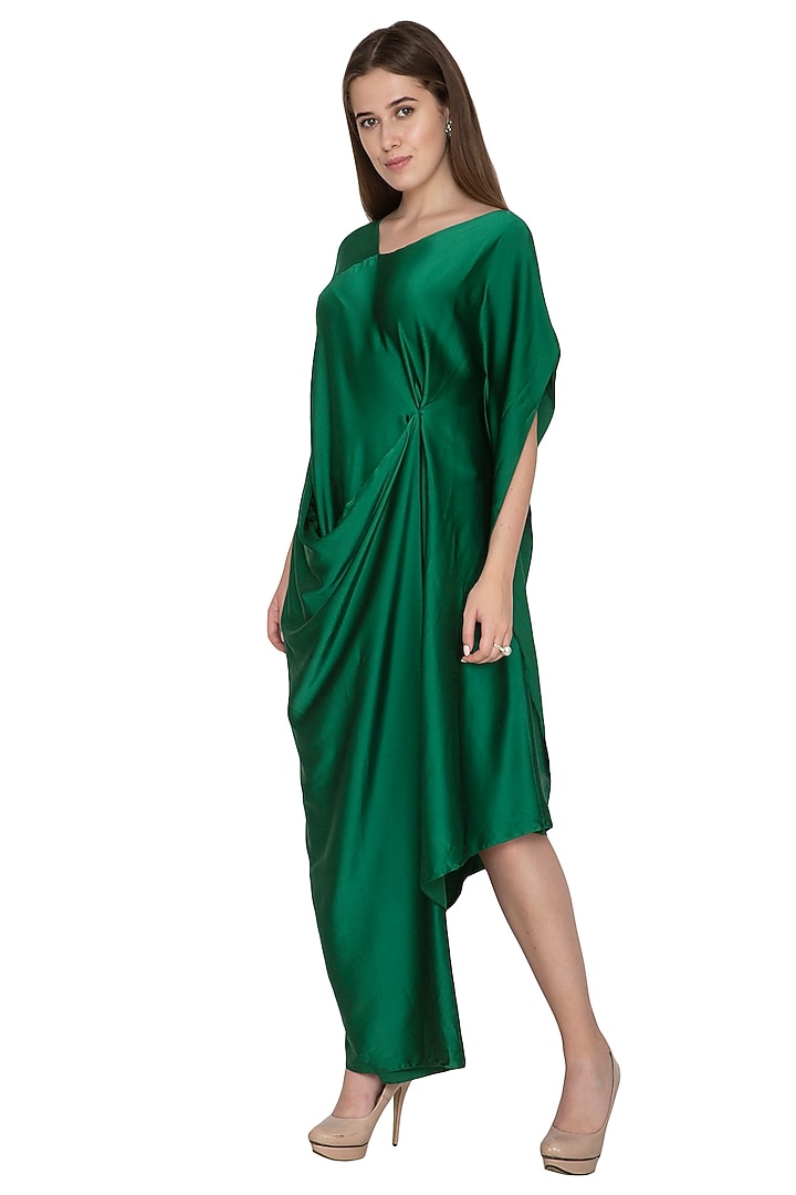 Emerald Green Draped Vacation Dress by Stephany at Pernia's Pop Up Shop