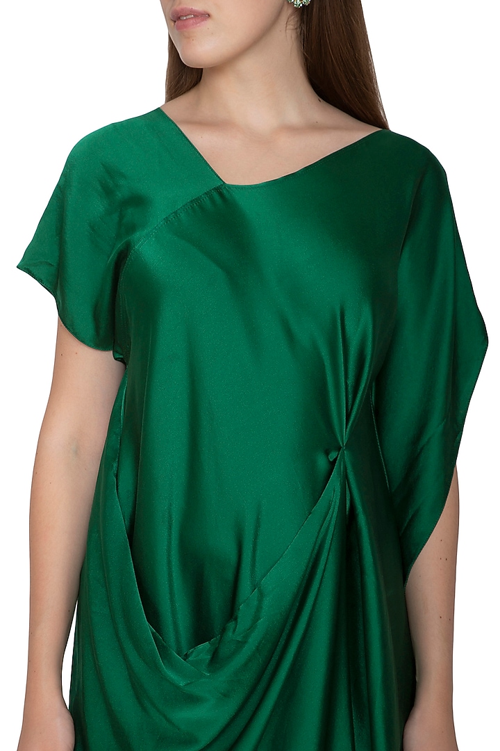 Emerald Green Draped Vacation Dress by Stephany at Pernia's Pop Up Shop