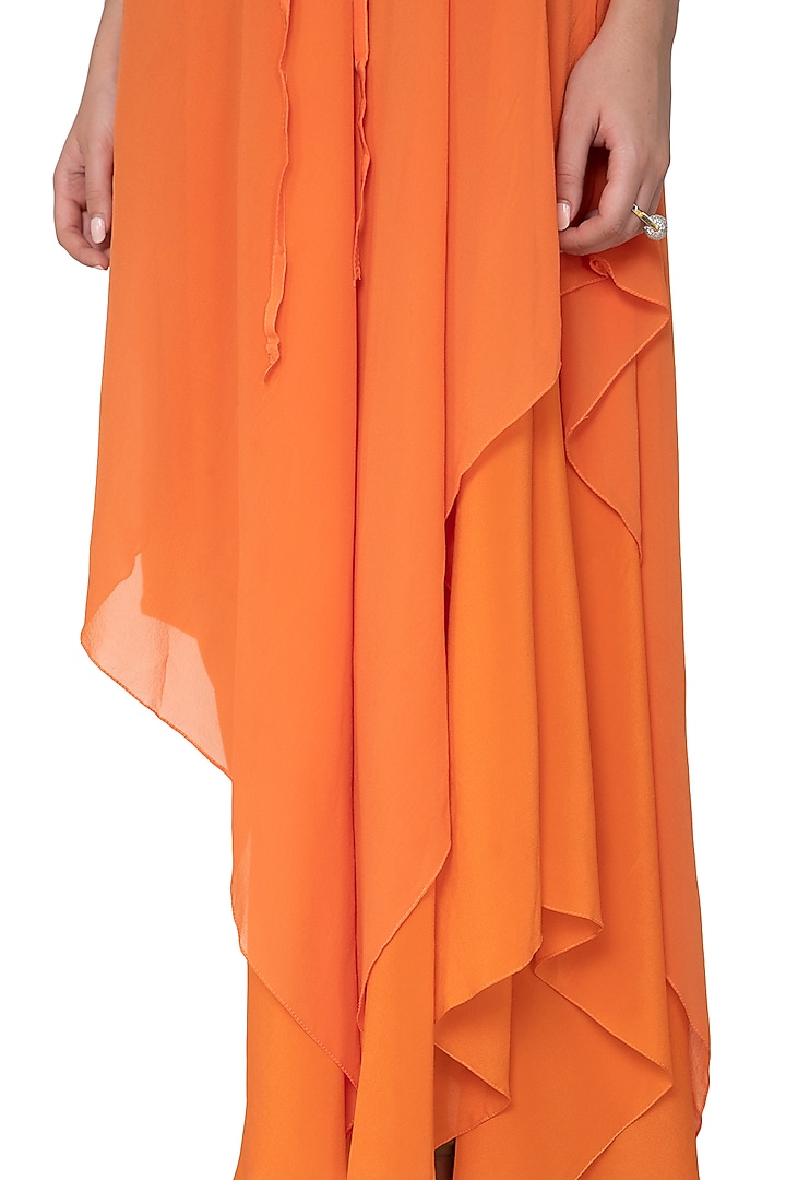 Peach Two Layered One Shoulder Set With Belt by Stephany at Pernia's Pop Up Shop
