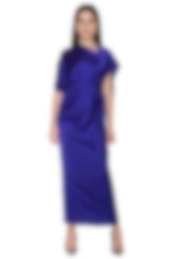 Purple Two Way One Shoulder Dress With Belt by Stephany