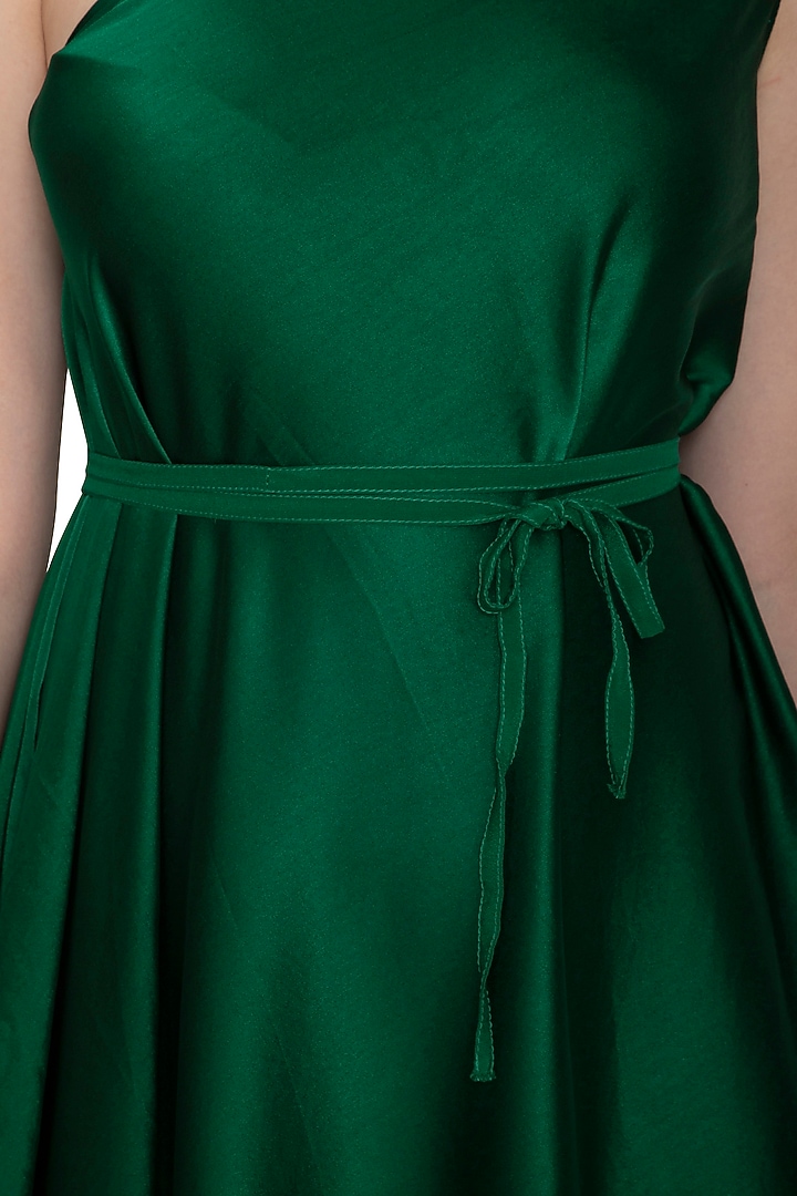 Emerald Green Midi Vacation Dress With Belt by Stephany at Pernia's Pop Up Shop