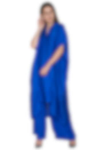 Cobalt Blue Tunic Dress With Trousers by Stephany