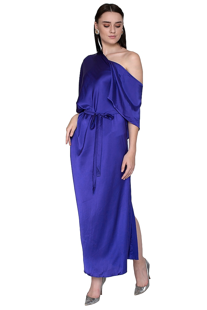 Purple Two Way One Shoulder Dress by Stephany