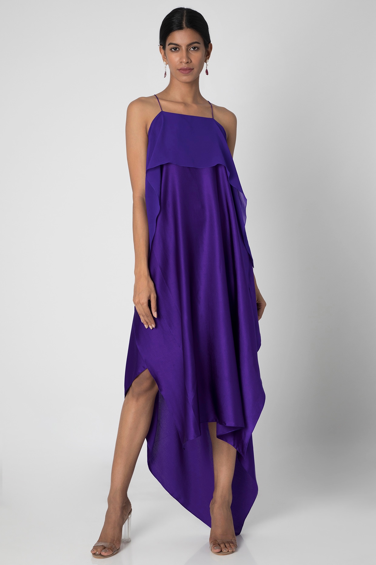 purple spaghetti strap dress